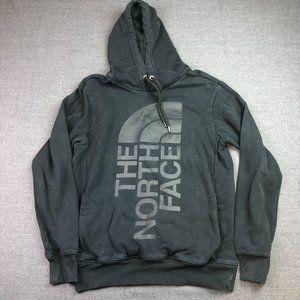 North Face Hoodie Mens Small Black Spellout Logo Sweatshirt Pullover Sweater